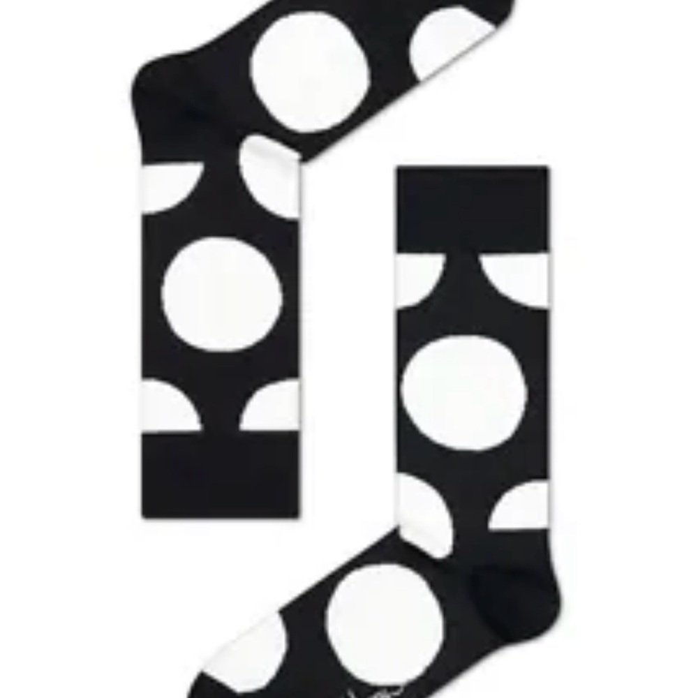 NEW BLACK WHITE POLKA DOT PAIR OF SOCKS by HAPPY SOCKS MENS SOCKS FUN